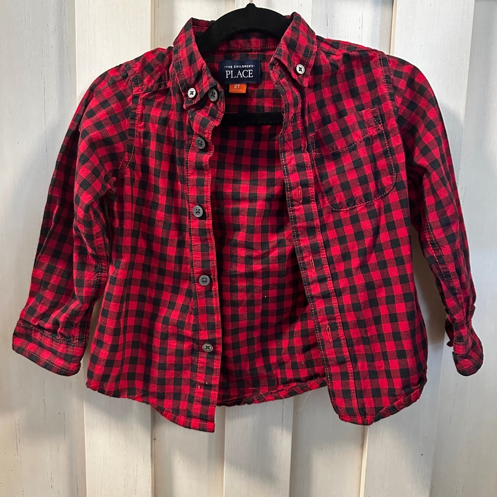 The Children's Place Red and Black Button Down Shirt